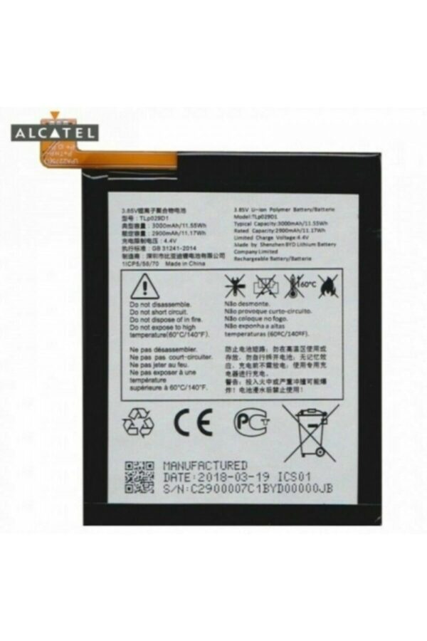 Alcatel 3 OT 5052D-Alcatel 5 5086D-Alcatel 3L Pil Batarya TLp029D - Görsel 2