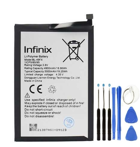 İnifix Hot 10 Lite Pil Batarya BL-49FX+Tamir Set 5000 mAh