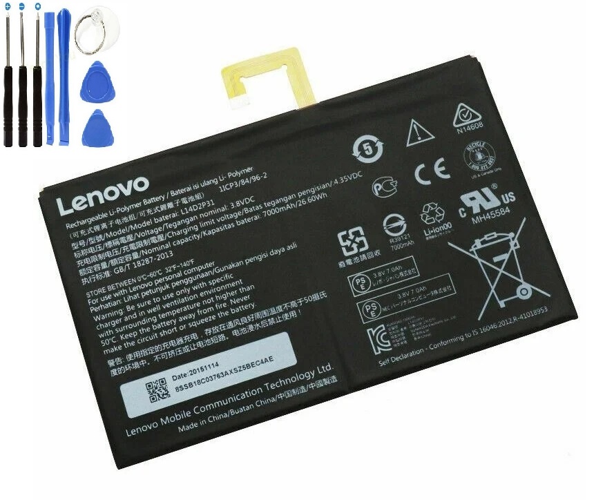 Lenovo Tab 2 A7600 Pil Batarya L14D2P31 7000 mAh+Tamir Seti