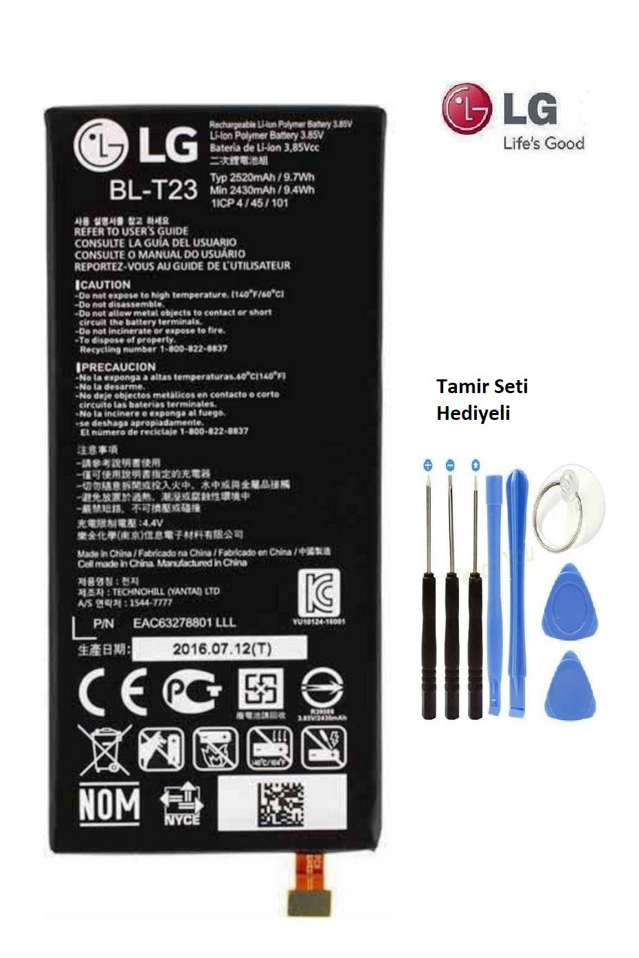 LG X CAM K580 BL-T23 BATARYA PİL VE TAMİR SETİ