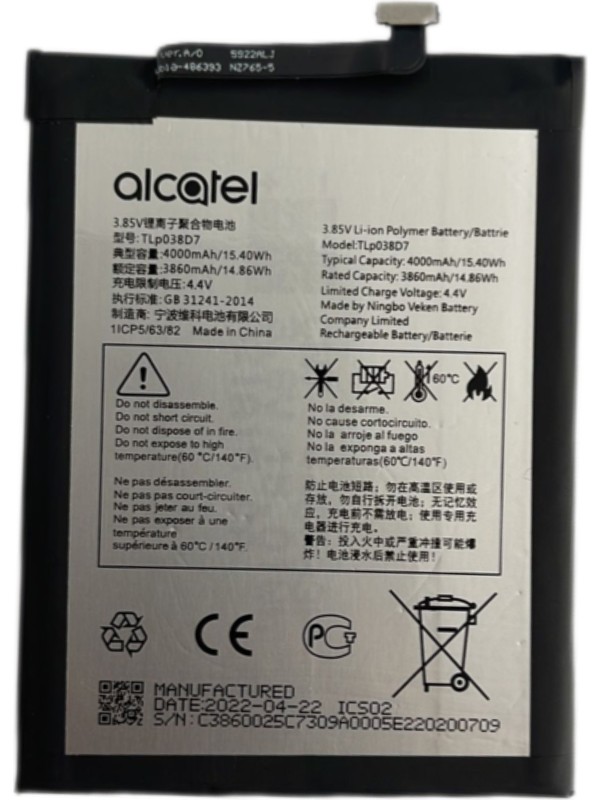 Alcatel TCL 10L Pil Batarya Tcl770h TLP038D7