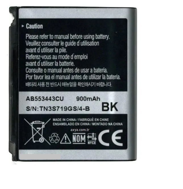 Samsung S5233 G800 Pil Batarya AB553443CE BK