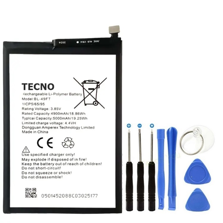 Tecno Spark 5 Pro Pil Batarya BL-49FT 5000 mAh+Tamir Set