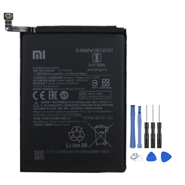 Xioami Note 9T 5G pil Batarya BM54 5000 mAh+ Tamir Seti