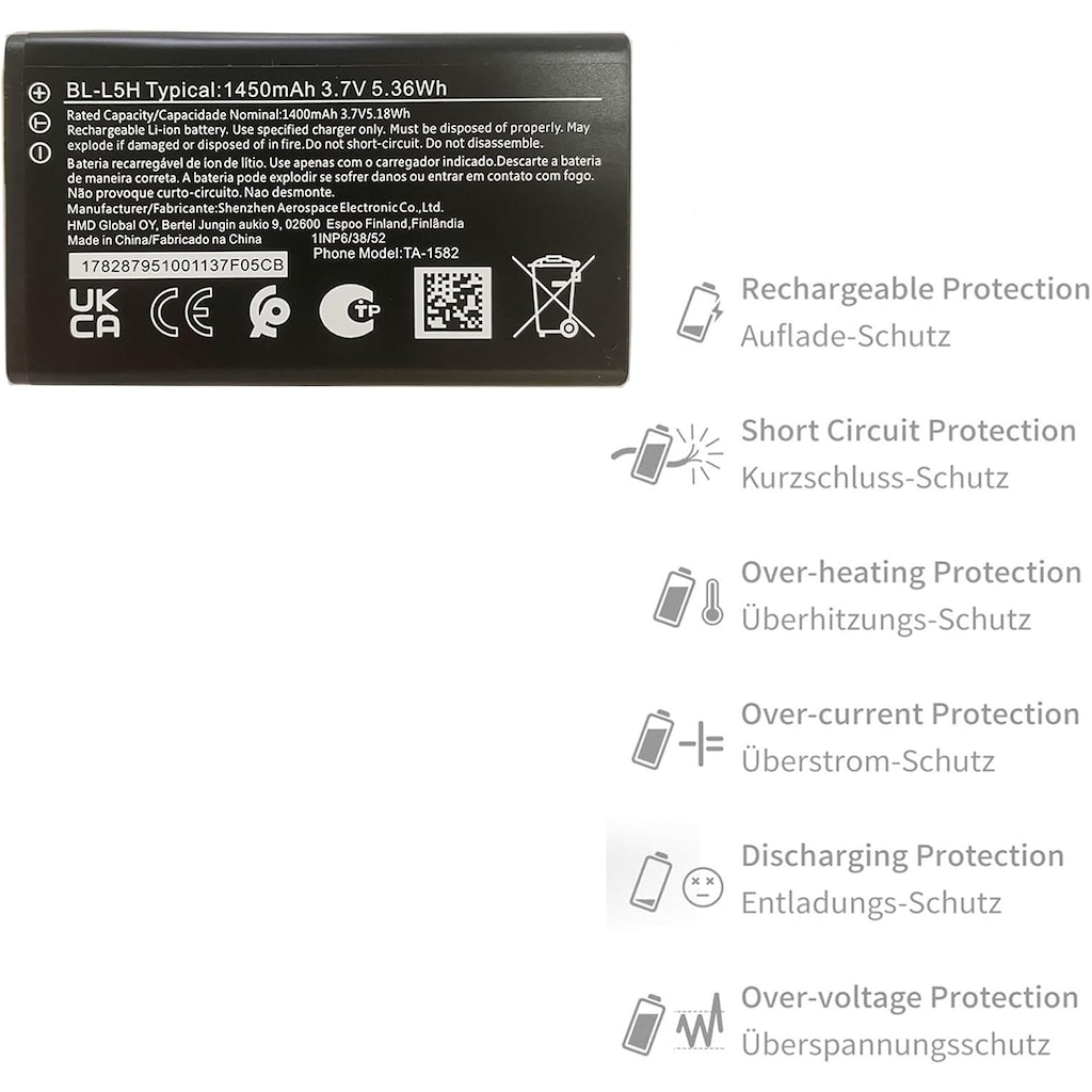 Nokia Lumia 635 BL-5H Batarya Pil 1450 Mah Nokia 105-110-150 Modellleri