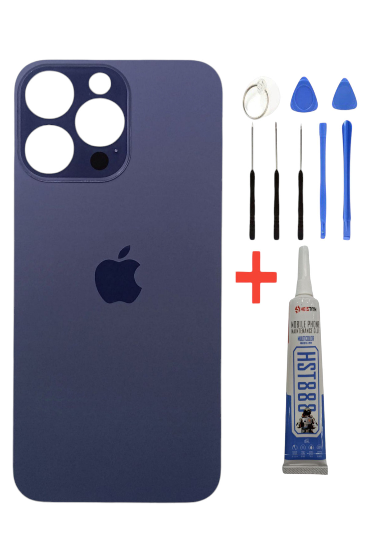iPhone 14 Pro Max Arka Kapak 14 Pro Max Pil Kapağı Cam MOR Renk Tamir Kit +Yapıştırıcı