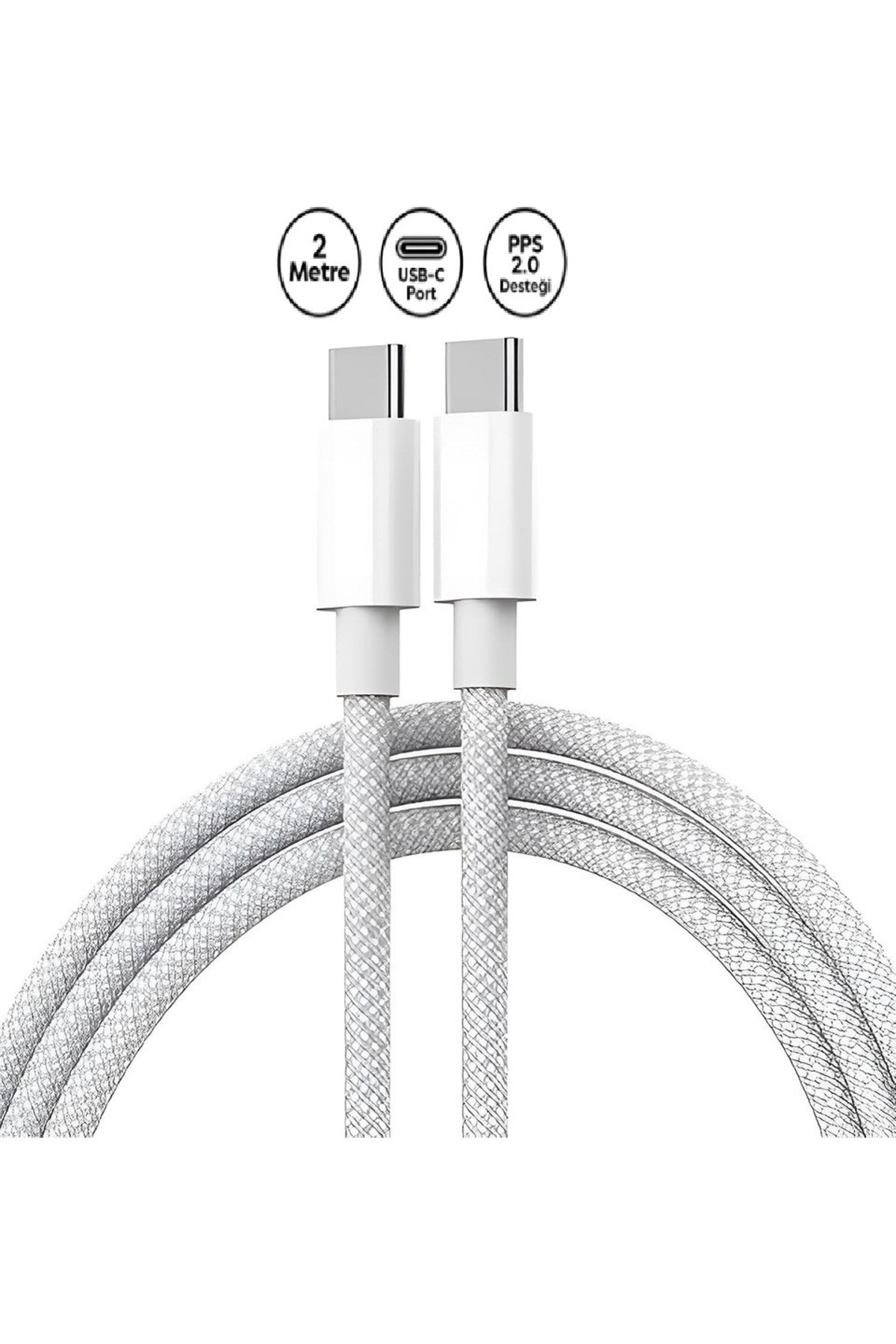 Huawei Matebook PRO Uyumlu /D/E/D14/D15/13 Usb-C Usb-C 20V/3A 65w 2 metre Hasır Örgülü Şarj Kablosu